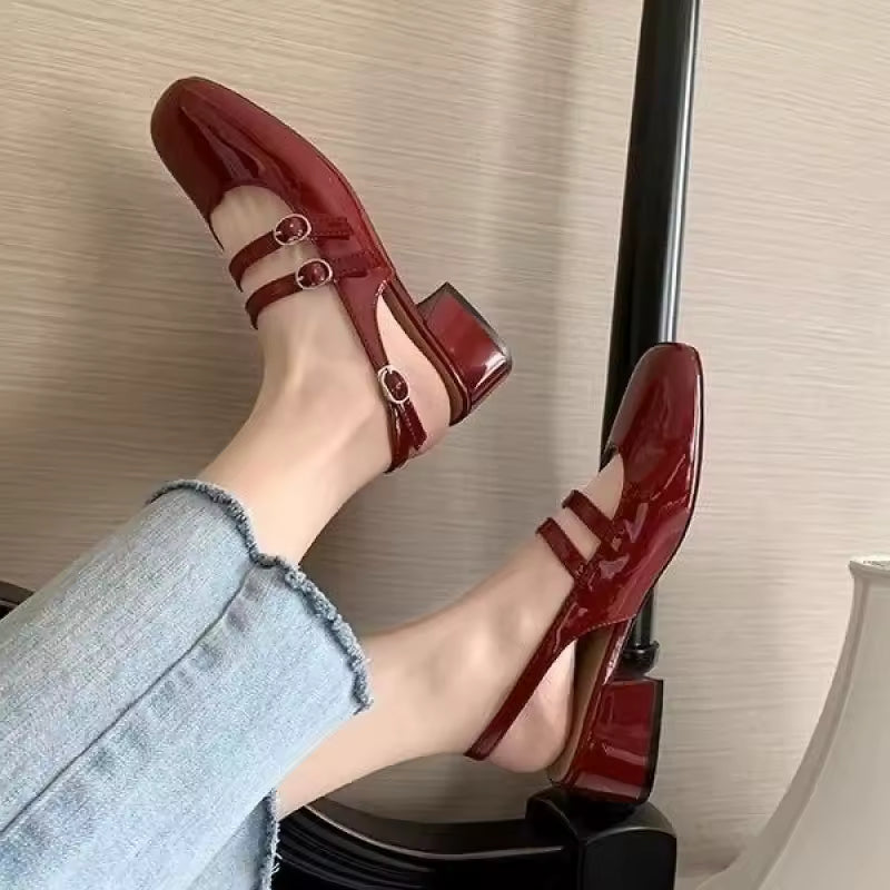 Dark red (burgundy) patent leather shoes